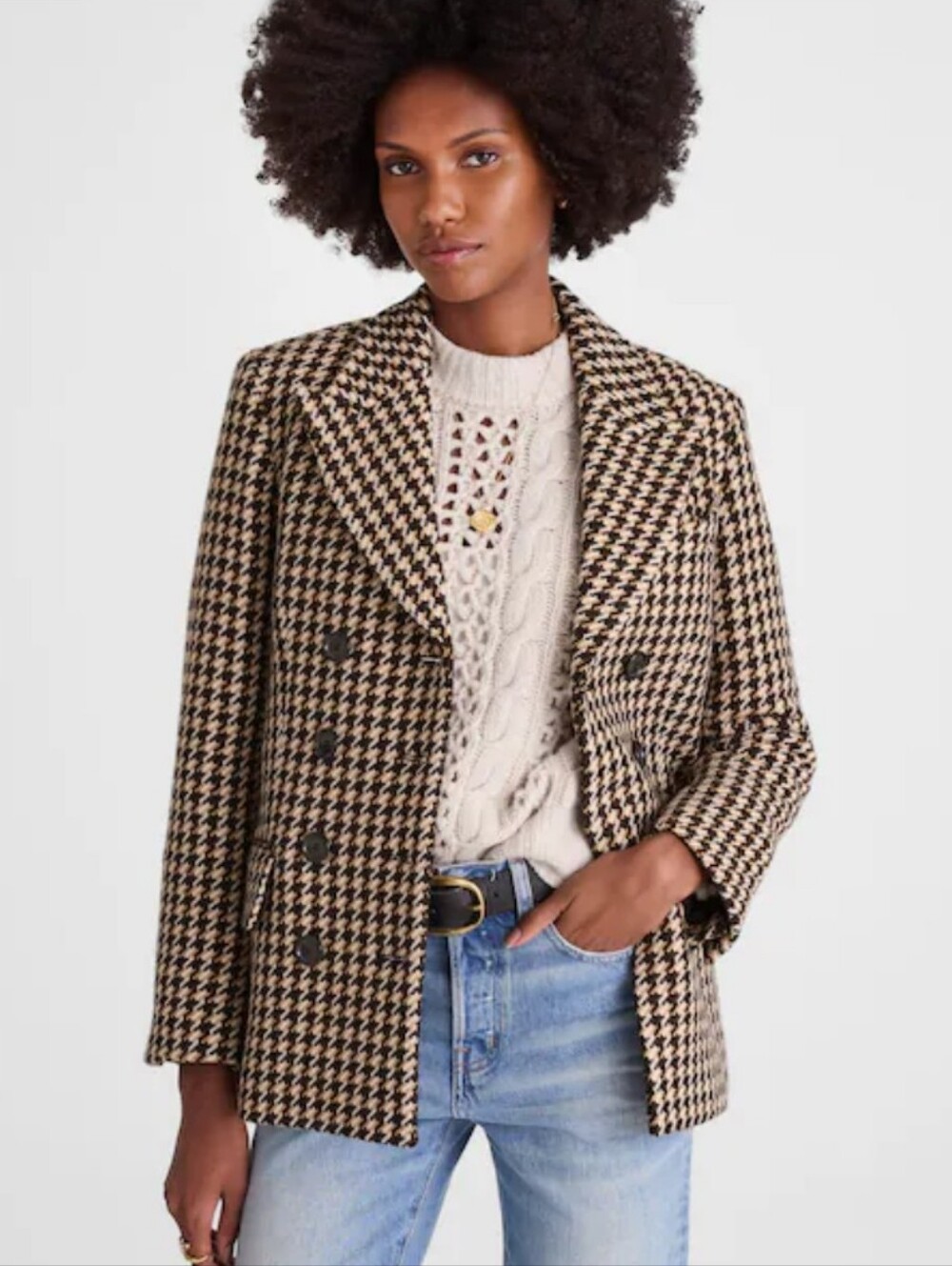 Madewell Double-Breasted Boxy Coat in Houndstooth NY411 Size S